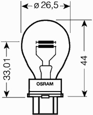 Лампа Osram  P27/7W 12V 27/7W W2,5x16q 3157