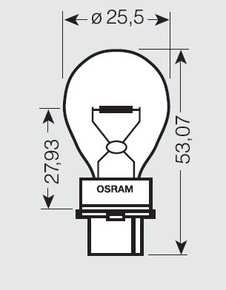 Лампа Osram  P27W 12V 27W W2,5x16d 3156