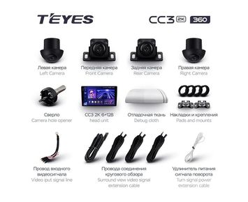 Магнитола Teyes CC3 2K 360 6/128GB Универсальная 10/36 дюймов с круговым обзором