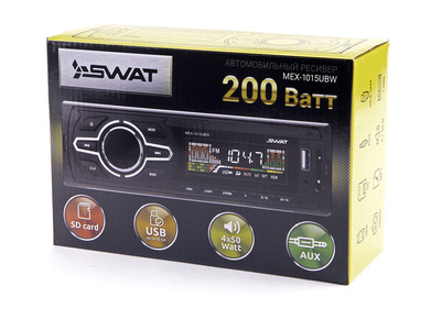 SWAT MEX-1015UBW Автомагнитола 1din 4х50 вт MP3 USB SD